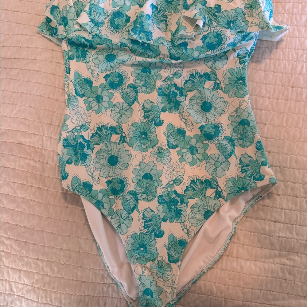 Shade & Shore Teal Floral Swimsuit NWT